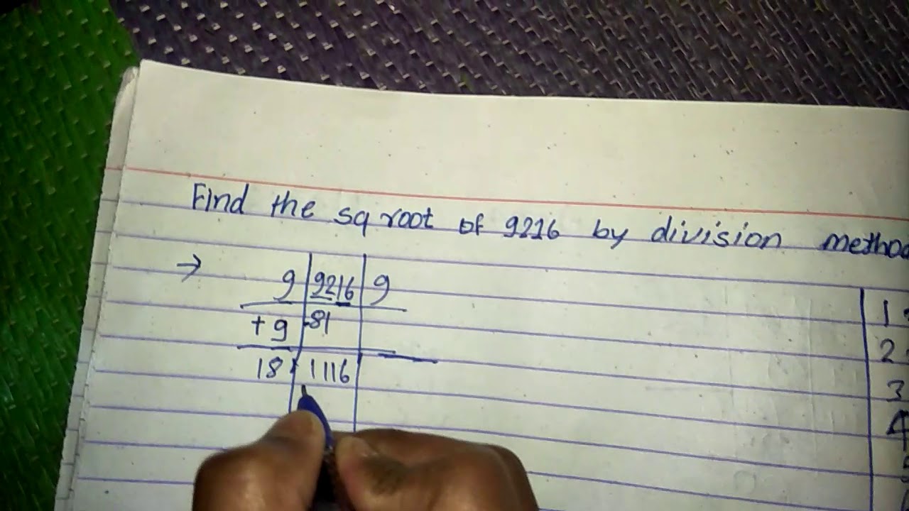 Find Out The Square Root Of 9216 By Division Method YouTube Find Out The Square Root Of 9216 By Division Method YouTube