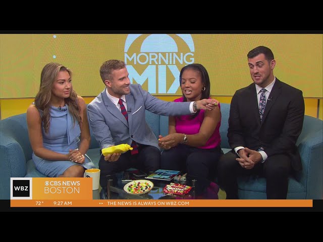 WBZ-TV Morning Mix team tries mustard-covered Skittles 