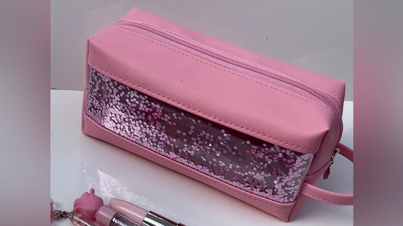 como fazer estojo com visor e glitter