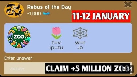 Rebus Of The Day Zoo 11 January | Zoo Rebus Of The Day | Riddle Of The Day Zoo 11 January