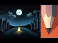 How to paint a night landscape with autodesk sketchbook mobile