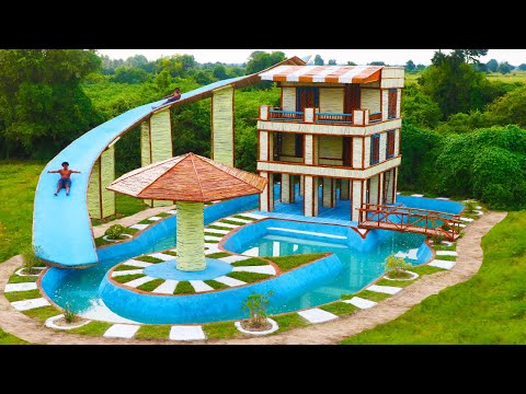 [Full Build] Build Beach Pool , 3 Story Resort Bamboo House, Flyover Water Slide , Bamboo Umbrella