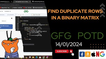 Find duplicate rows in a binary matrix | gfg potd today | POTD | GFG Problem of the Day | C++ |