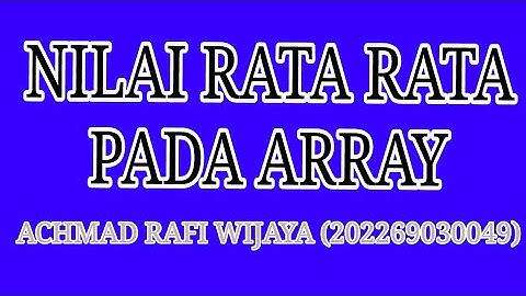 NILAI RATA RATA PADA ARRAY || Tutorial Netbeans Pemula