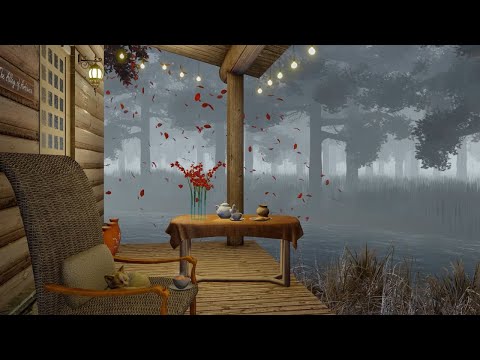 Cozy Cabin Porch Ambience – Relaxing Autumn Rain Sounds on Terrace for Sleep, Study & Relax