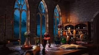 Magic Alchemy Room. Rain sound, Thunder and Bubbling Potions screenshot 5
