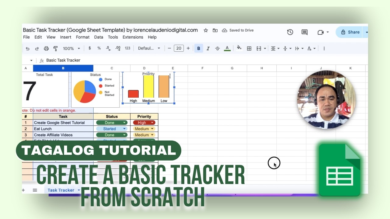 [TAGALOG TUTORIAL] How to create Basic Task Tracker from Scratch in Google Sheet