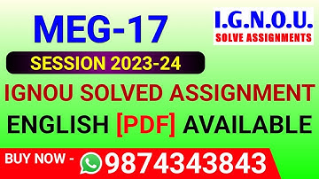 MEG 17 Solved Assignment 2023-24 in English, MEG-17 Solved Assignment 2024, MEG 17 Assignment