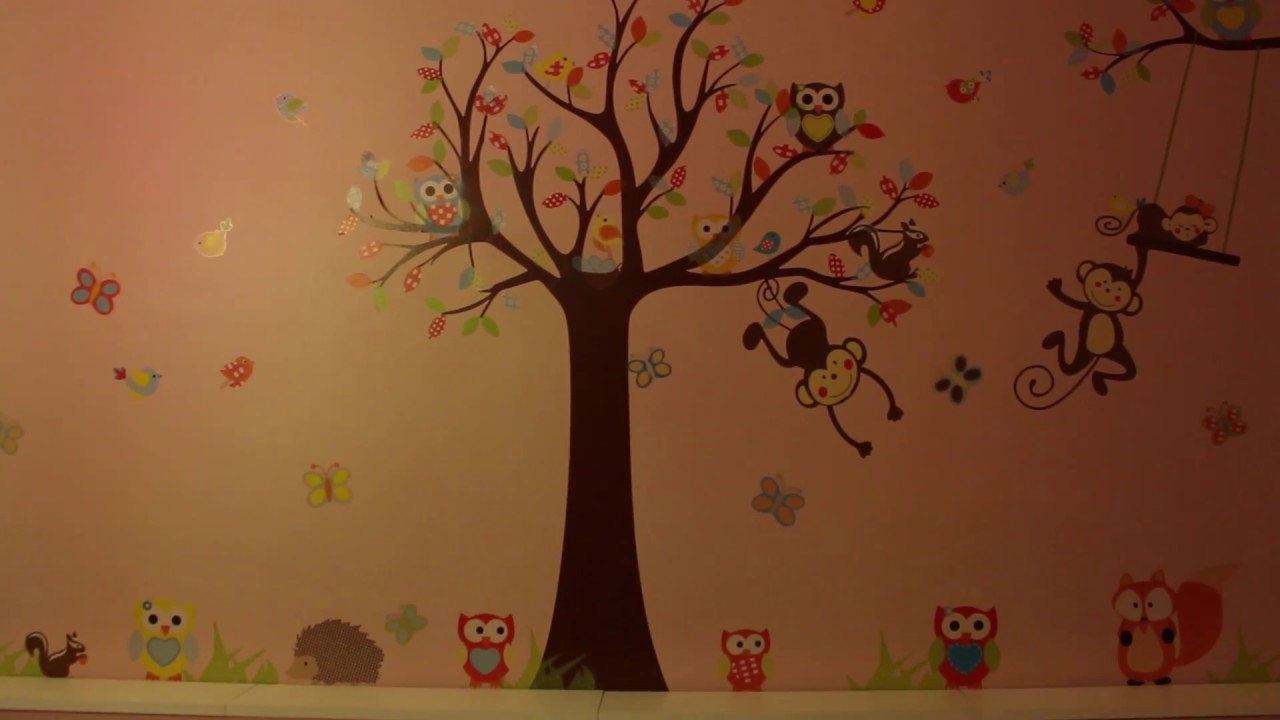 Kids room wall sticker monkey and owl zooyoo YouTube