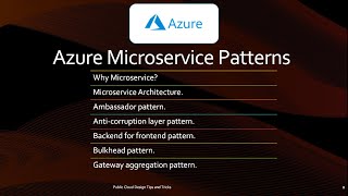 Azure Microservice Patterns​ | Amabassador |Anti-corruption |Bulkhead|Backend for Frontend