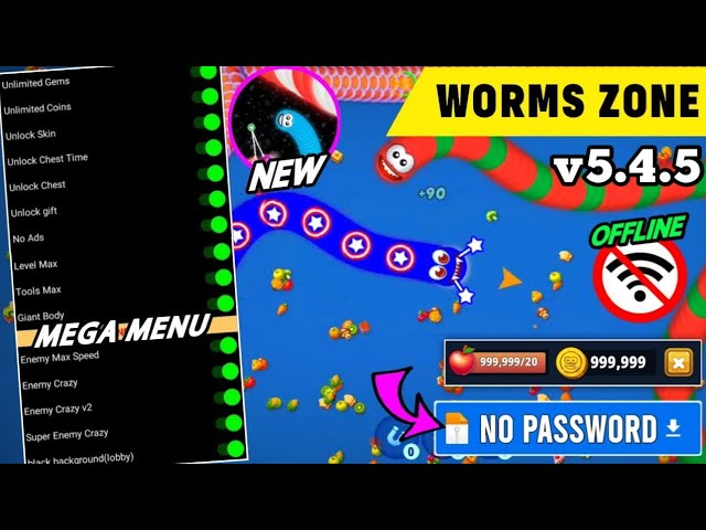 Worms Zone io Mod Apk V5.4.5 Terbaru 2024 | MEGA MENU Unlimited Coin & Unlock All Skin UPDATE!! class=