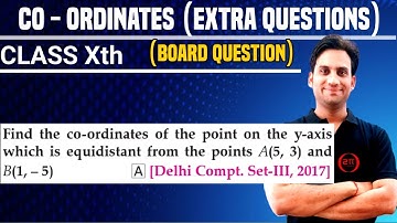 Find the co-ordinates of the point on the y-axis which is equidistance from the points A(5,3) and