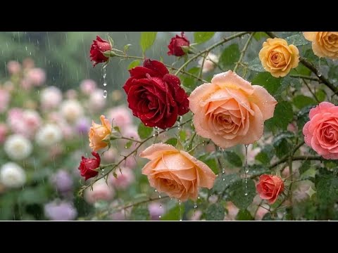  Relaxing Rain & Birds Singing in a Beautiful Rose Garden 🌧 🌹 