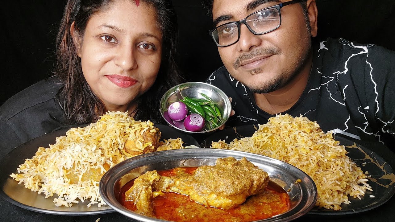 Eating Show -Chicken Biriyani With Chicken Chaap, Salad |Mukbang| Big Bites |ASMR #poulamieatingshow