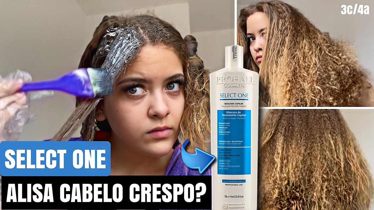 TESTANDO progressiva SELECT ONE da Prohall em cabelo CRESPO/CACHEADO (3c/4a) - ALISA ou NÃO?