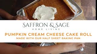 Pumpkin Cream Cheese Cake Roll Made with our Half Sheet Baking Pan
