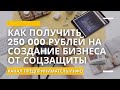 Как получить 250 000 рублей на создание бизнеса от соцзащиты