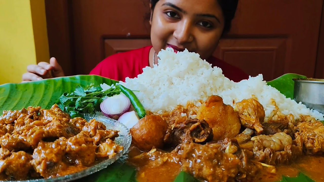 BIGBITES, EATING RICE, BIHARI MUTTON KOSA🥵🥵, CHICKEN KOSA, SALADS | EATING SHOW | EATING CHALLENGE