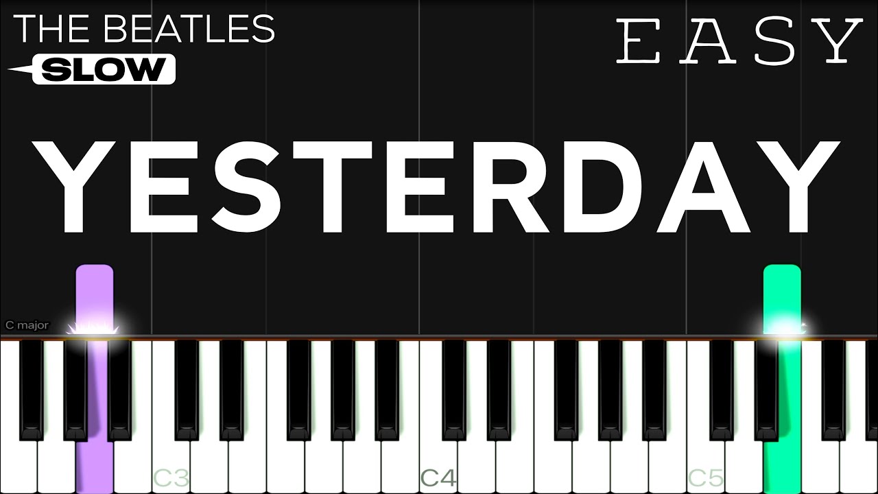 The Beatles - Yesterday | SLOW EASY Piano Tutorial - YouTube