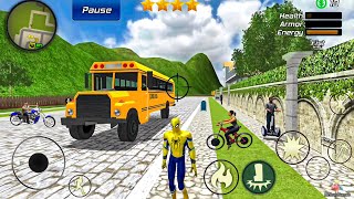 Spider Rope Hero Gangster Crime Simulator - School Bus Driving at Vegas City - Android Gameplay screenshot 4