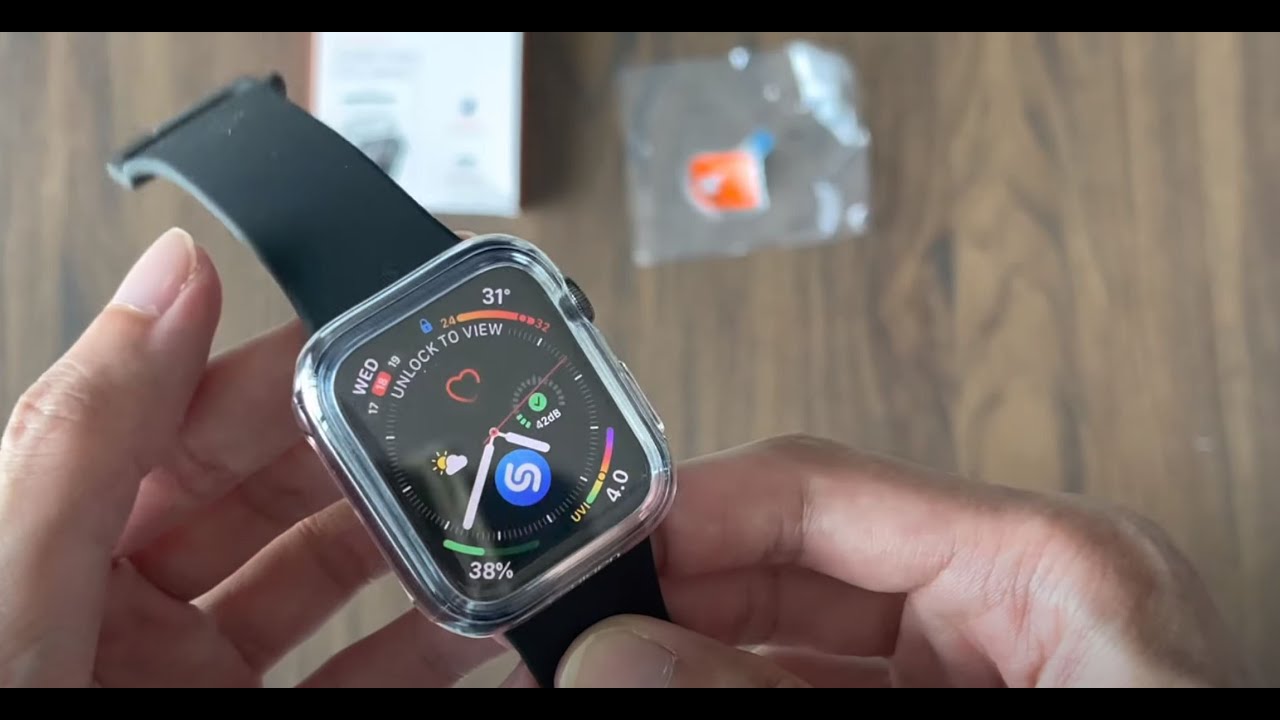 UNBOXING + Install] Spigen Apple watch series 6, 44mm ultra hybrid  transparent/ clear case 