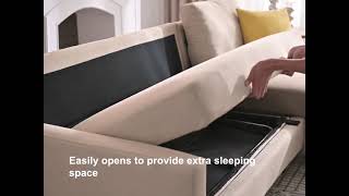 84"Pull out Sleeper Sectional Storage Sofa Bed | Corner sofa-bed with storage