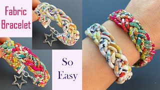  Diy Chunky Statement Liberty Fabric Braid Charm Bracelet Bangle Wristband Pulseira बरसलट