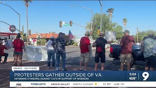 Protests continue outside Tucson VA Hospital, standing against 30,000 job cuts nationwide