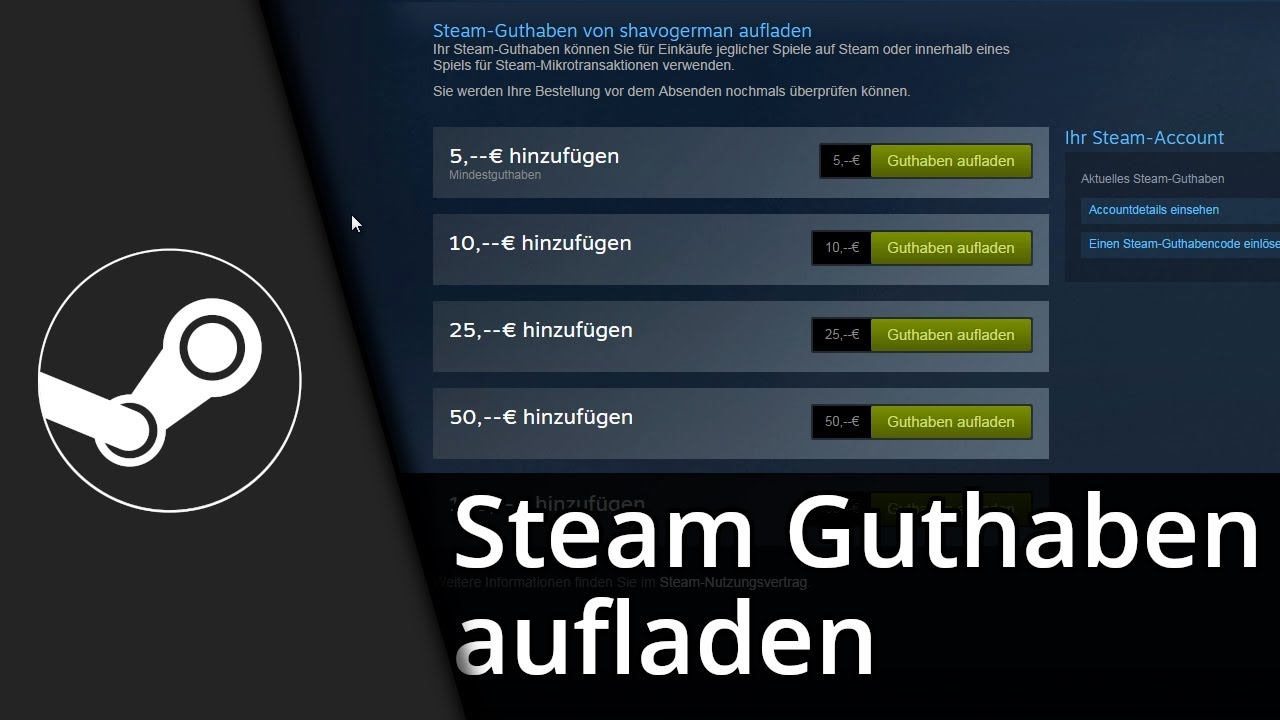 Steam Guthaben aufladen / Geld einzahlen Tutorial [Deutsch/HD] - YouTube