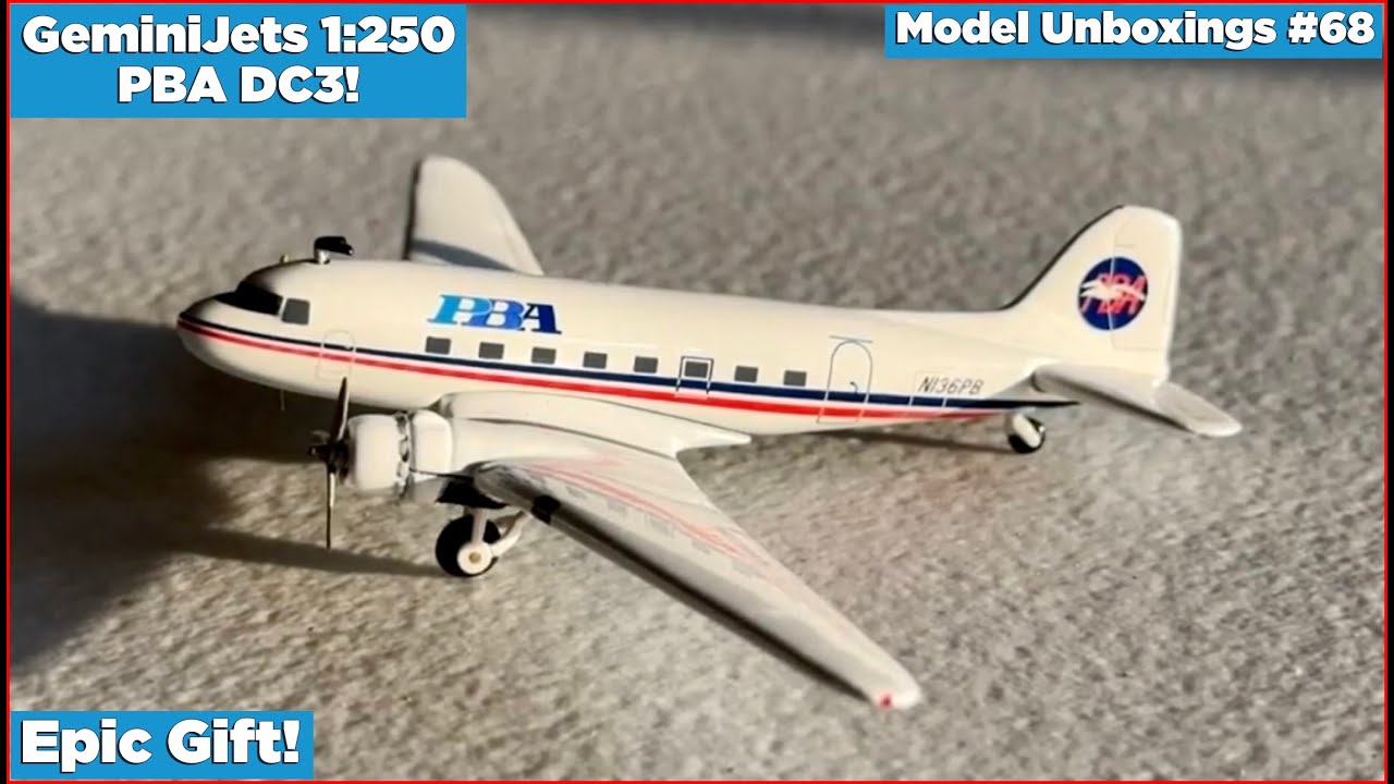 Gemini 1/250 DC-3 アメリカン航空 ギア格納可 RARE* Gemini200 1:250 PBA DC-3 Unboxing! | Model Unboxings #68