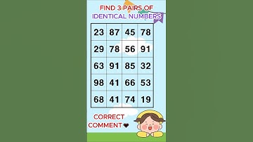Find 3 pairs of identical numbers /Dementia Prevention Quizzes/Dementia Tests.71