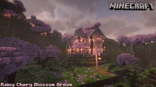 Minecraft Relaxing Rainy Longplay - Cozy Cherry Grove House (No Commentary) [1.20.1]