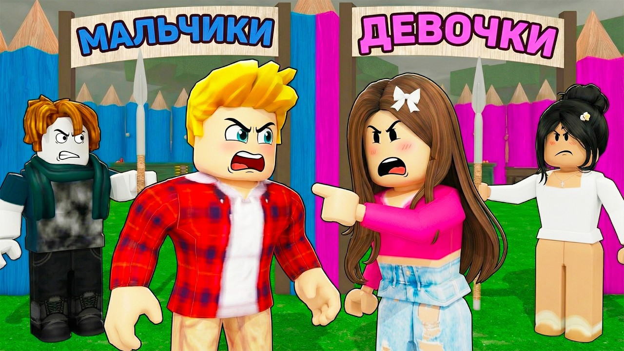 БАЗА ДЕВОЧЕК против БАЗЫ МАЛЬЧИКОВ в 99 Nights in the Forest в Роблокс!