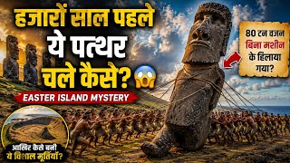 हजारों साल पहले ये पत्थर चले कैसे? 😱 | Easter Island Mystery thumbnail create karo based on fact