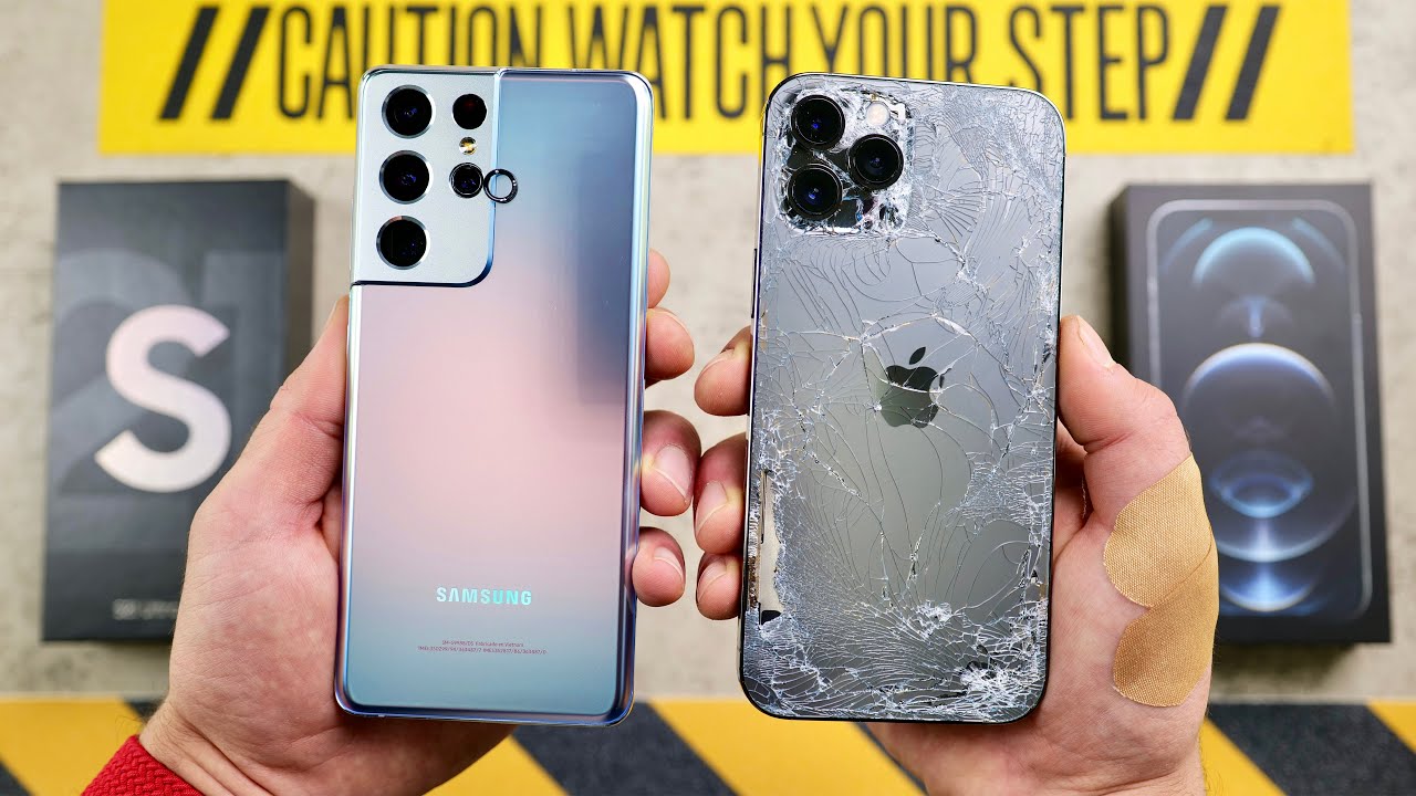 ⁣Galaxy S21 Ultra vs iPhone 12 Pro Max Drop Test!