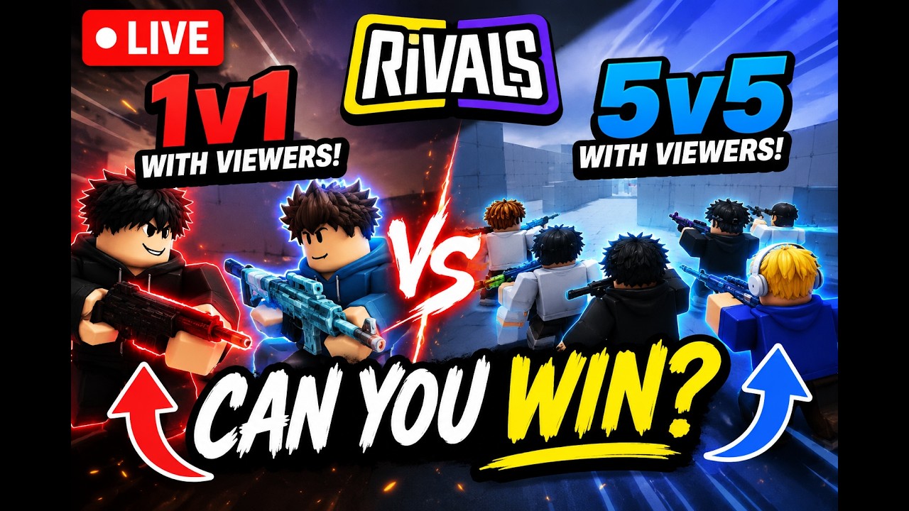 Can My Viewers Beat Me? 😈 LIVE 1v1 & 5v5 in Roblox Rivals - YouTube