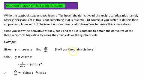 8A Differentiating Inverse Trig Functions