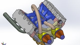 6 cylinder V-type Diesel Engine Assembly and Motion