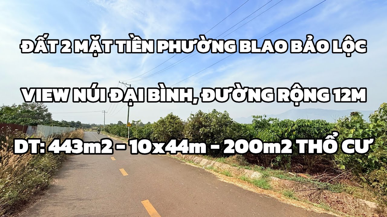 Đất nghỉ dưỡng 2 mặt tiền view núi Đại Bình ngay phường Blao Bảo Lộc sẵn thổ cư