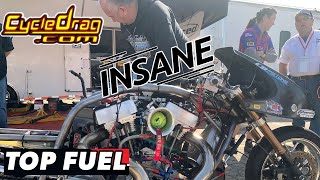 INSANELY LOUD NHRA TOP FUEL HARLEY START UPS AND INSIDE NEWS AND INFO FROM THE PITS! 1000 HORSEPOWER