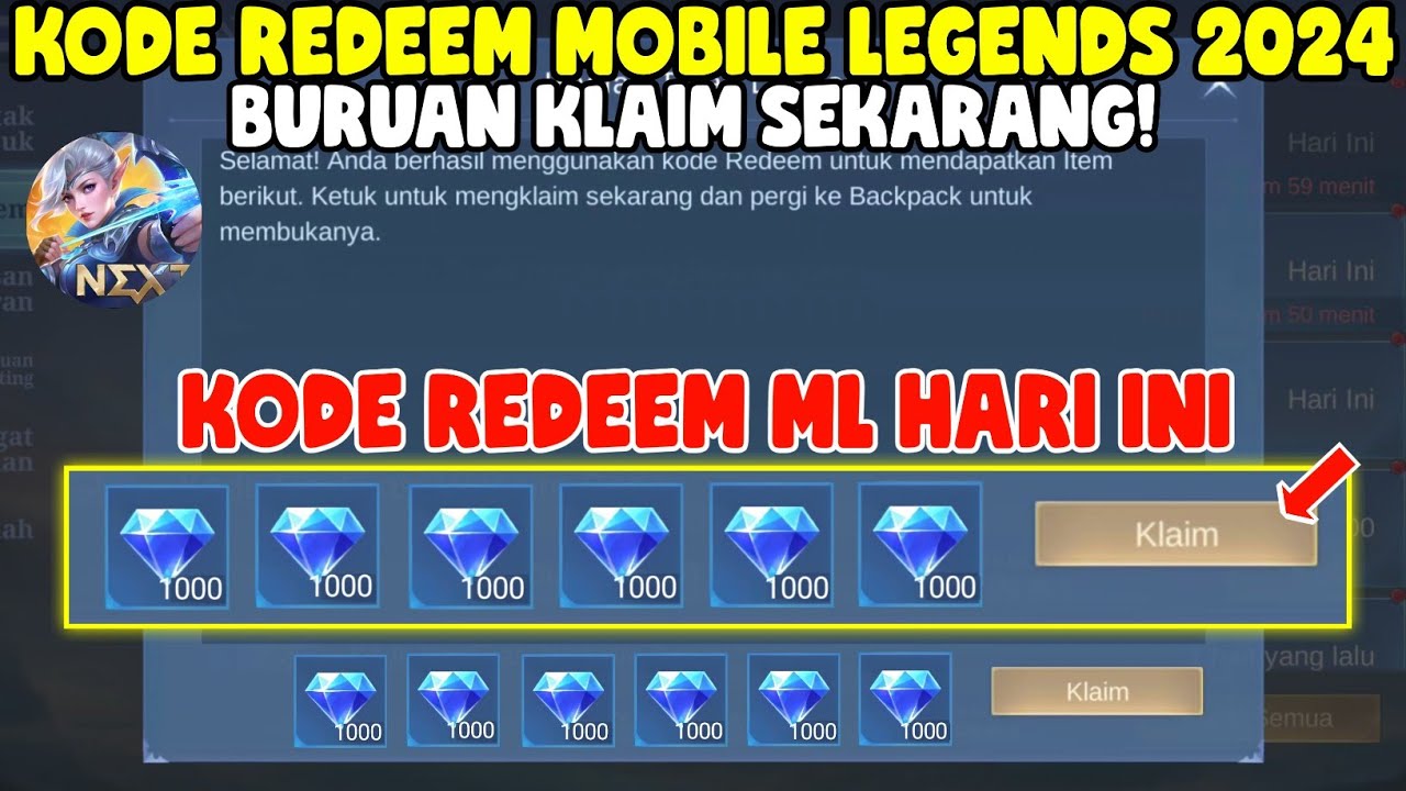DIAMOND GRATIS! KODE REDEEM ML TERBARU KODE REDEEM MOBILE LEGEND KODE ...