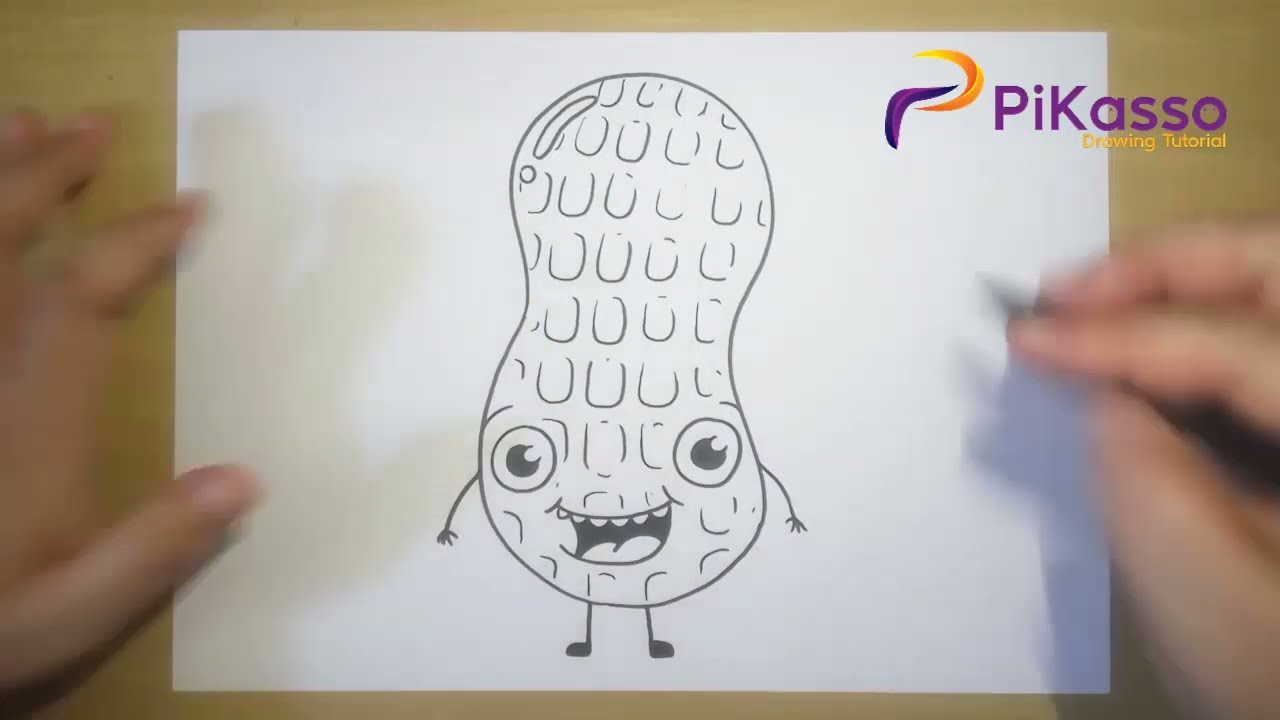 Funny Cartoon Peanut Easy Drawing Tutorial