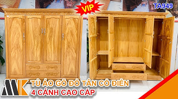 Tủ Áo Gõ Đỏ Tân Cổ Điển 4 Cánh Cao Cấp - TA949 | Minh Khôi