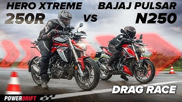 Hero Xtreme 250R vs Bajaj Pulsar N250 | Drag Race | Kwartliterbotsing | PowerDrift