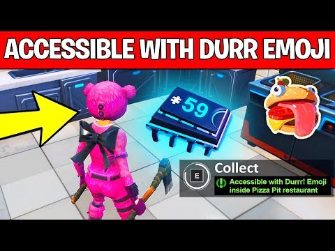 Video: Mistä Löytää Fortbyte 59: Saavutettavissa Durrrilla! Emoji Pizza Pit -ravintolan Sisällä Fortnite