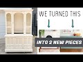 DIY Hutch Makeover x2 - We made a faux fireplace AND a console table