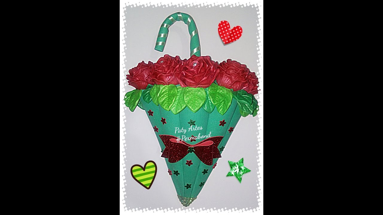 Enfeite de porta em eva Guarda Chuva com Rosas