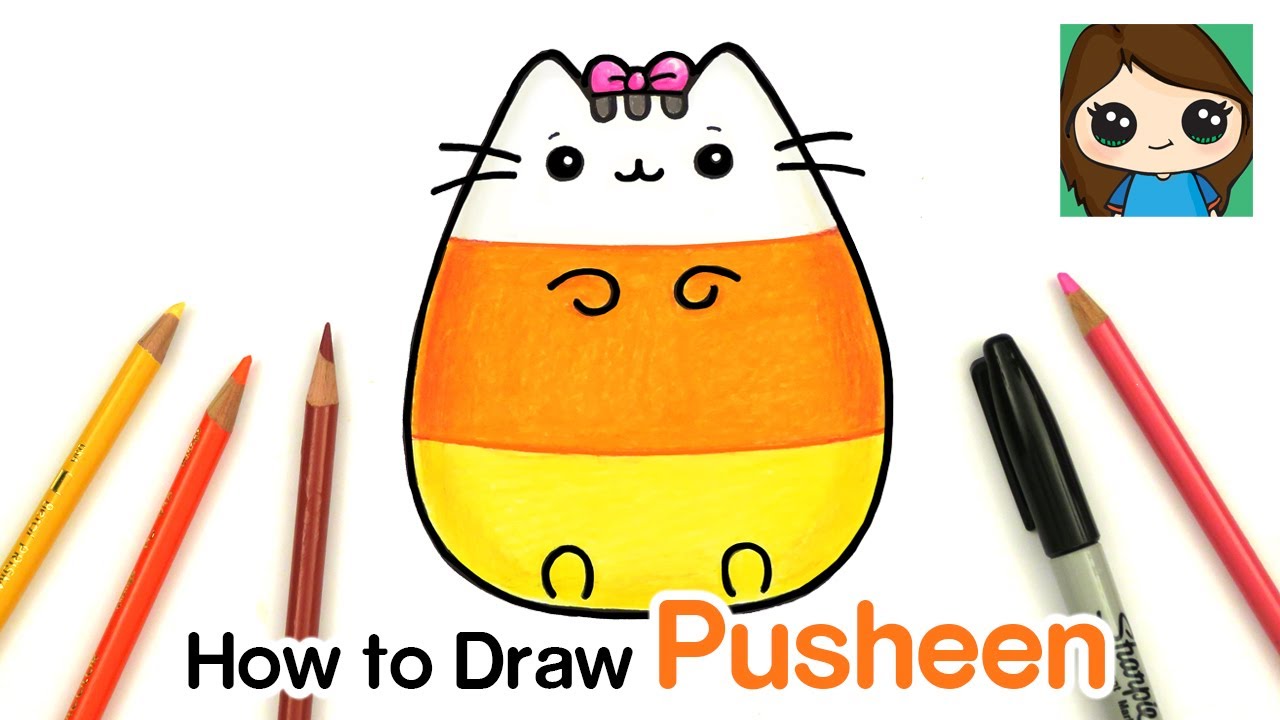 How to Draw Candy Corn Pusheen Halloween Easy - YouTube