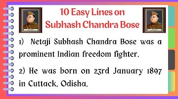 10 Lines Essay On Subhash Chandra Bose l Essay On Netaji l  Subhash Chandra Bose Essay in English