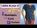 BLUSA COM AMARRAÇÃO E PREGAS NO OMBRO Modelagem/Corte/Costura